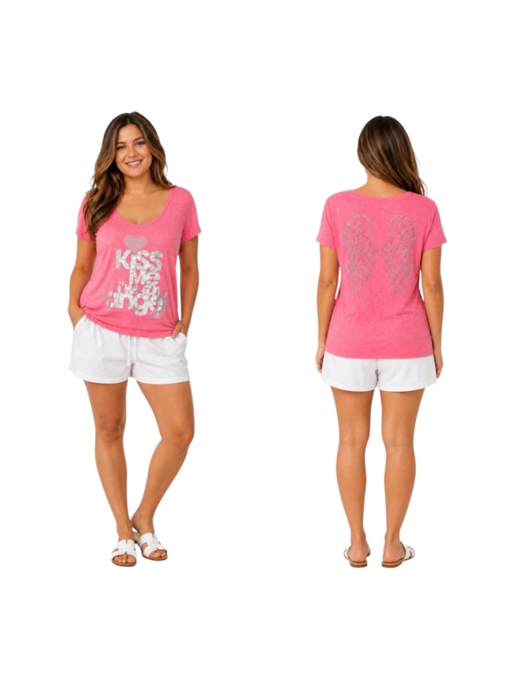 Victoria’s Secret Supermodel Essentials Pink Angel Rhinestone T-Shirt Large